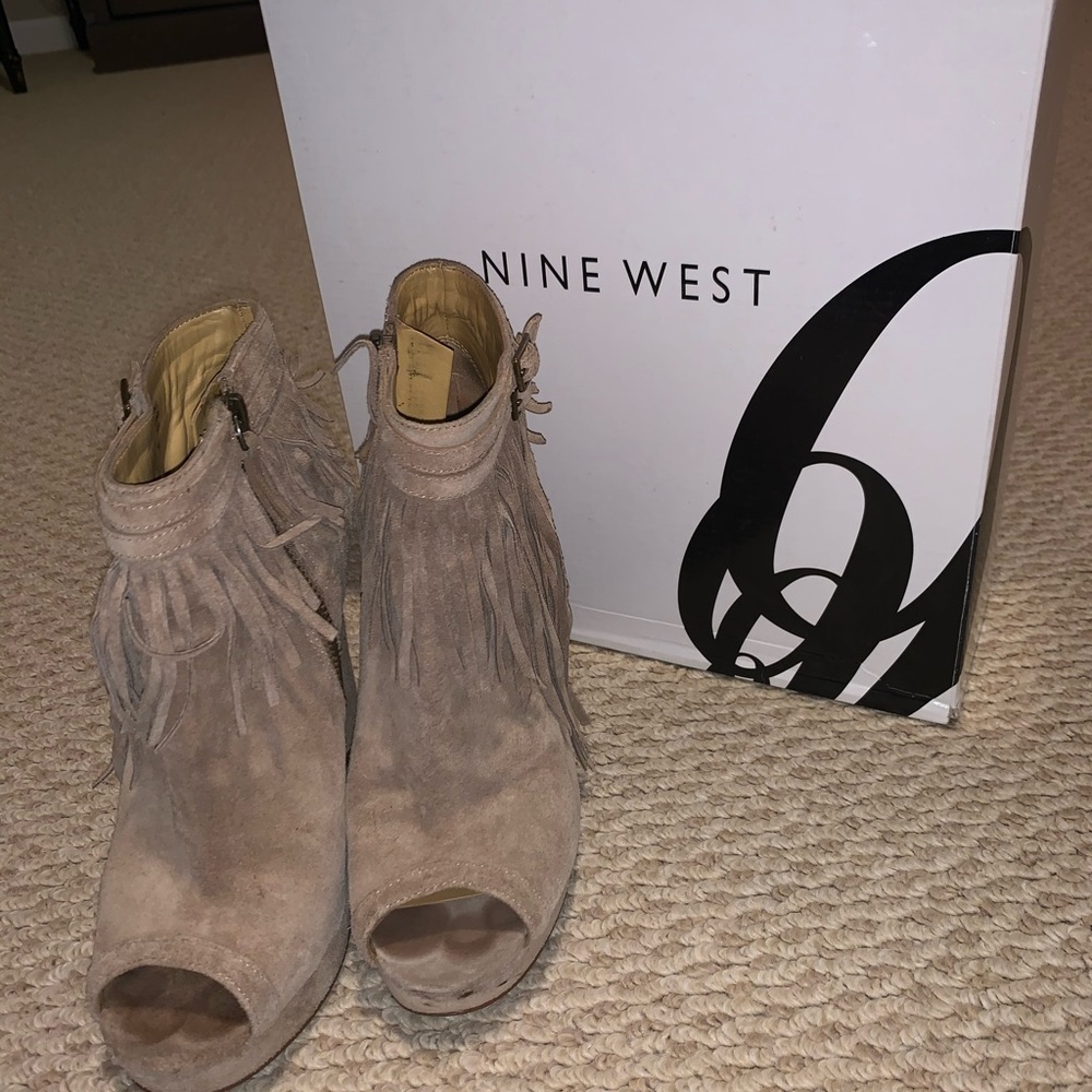 Suede, fringe booties